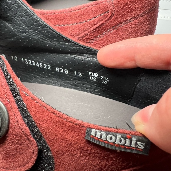 MEPHISTO Mary Jane Pumps Heels Sz 10 Red Suede Leather Comfort - Picture 4 of 13